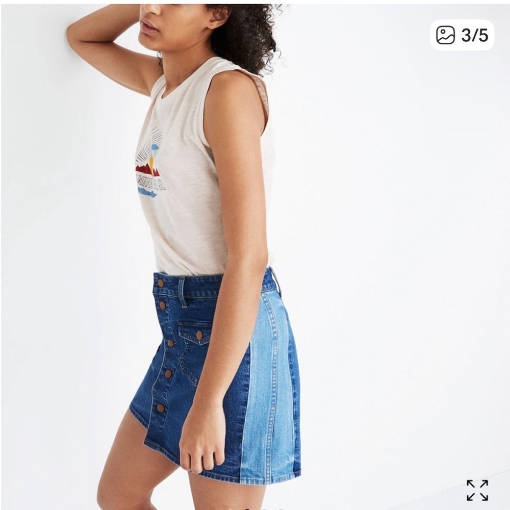 Madewell Two Tone Denim Skirt - Picture 2 of 8